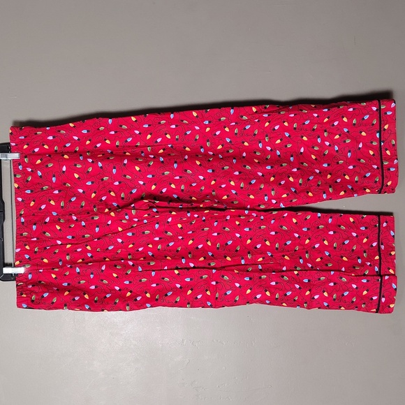 Relativity Red Pajama Pants W Christmas Lights W Front Tie XL NWT - Picture 2 of 6